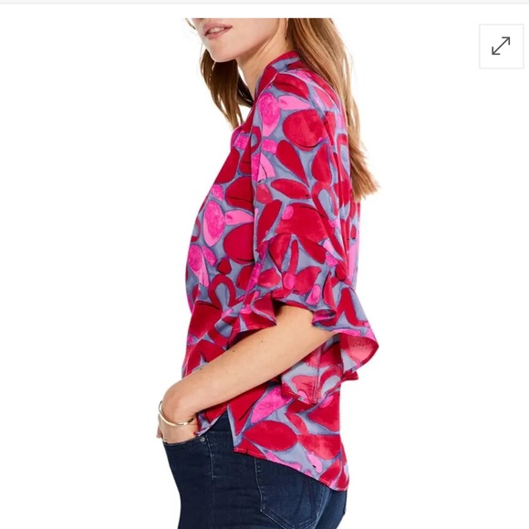 Nic + Zoe Happy Splash Floral Print Top Pink Red Purple XL with MEASUREMENTS! - Picture 6 of 15